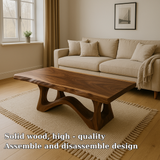 Handcrafted Solid Wood Coffee Table with Organic Flow Design – Modern Minimalist Style