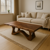 Handcrafted Solid Wood Coffee Table with Organic Flow Design – Modern Minimalist Style