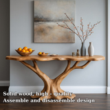 Handcrafted Solid Wood Console Table with Tree Branch Base – Modern Organic Entryway Design
