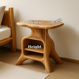 Handcrafted Solid Wood Nightstand – Sculpted Organic Bedside Table with Open Shelf