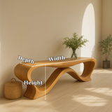 Handcrafted Solid Wood Bench – Modern Sculptural Wave Design with Organic Flowing Form