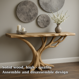 Handcrafted Solid Wood Console Table – Light Oak Tree Branch Design for Modern Organic Interiors