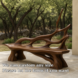 Handcrafted Solid Wood Bench with Backrest – Artistic Organic Form for Indoor & Outdoor