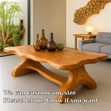 Handcrafted Solid Wood Coffee Table – Sculpted Organic Base with Live-Edge Style Top