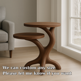 Handcrafted Solid Wood End Table – Two-Tier Organic Branch Design for Modern Interiors