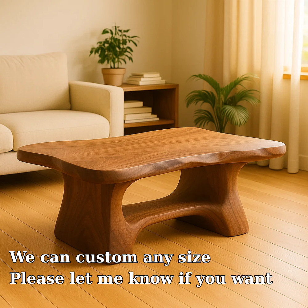Handcrafted Solid Wood Coffee Table with Smooth Organic Form – Modern Minimalist Design