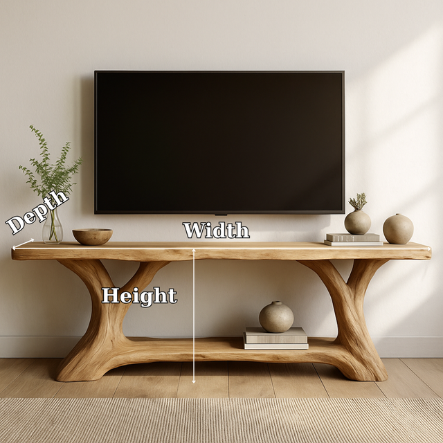 Handcrafted Solid Wood TV Stand – Natural Live Edge Design for Modern Organic Interiors