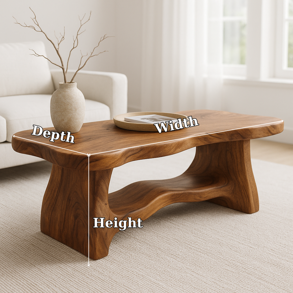 Handcrafted Solid Wood Coffee Table – Organic Live Edge Centerpiece for Modern Living Rooms