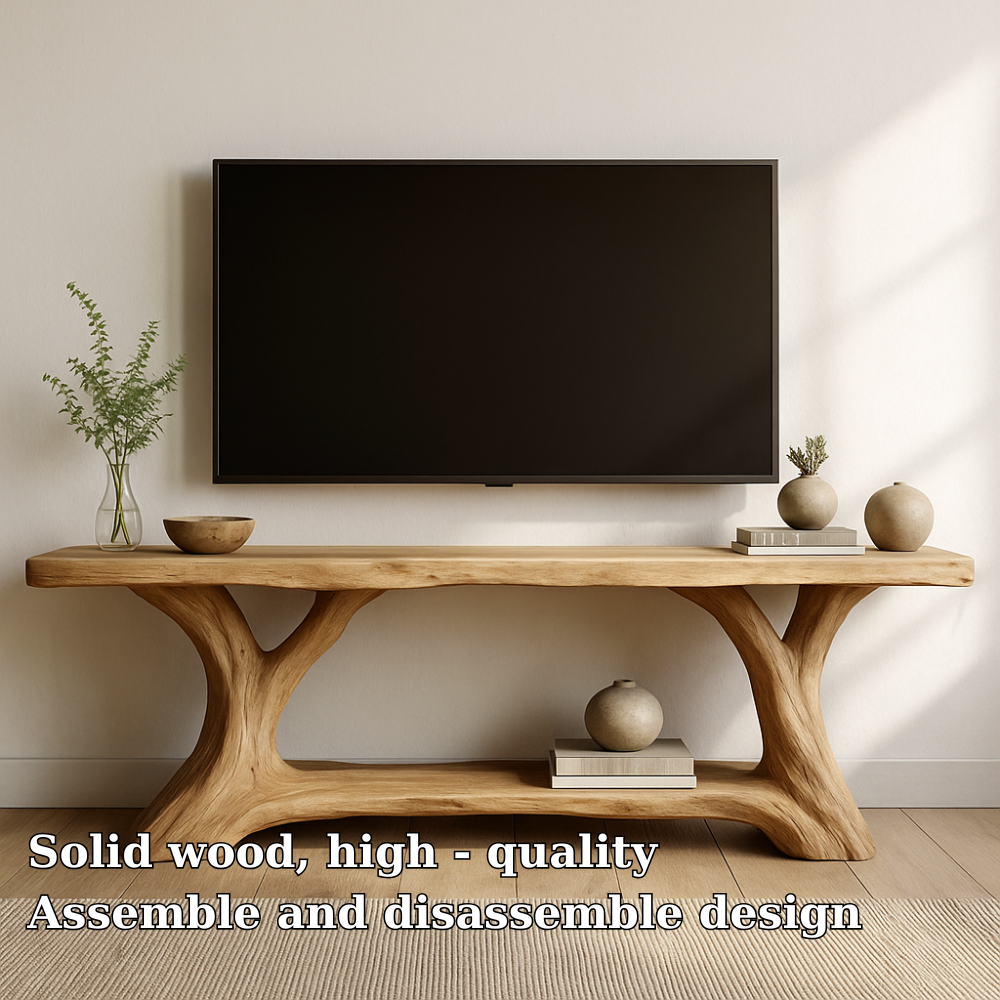 Handcrafted Solid Wood TV Stand – Natural Live Edge Design for Modern Organic Interiors