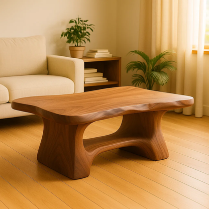 Handcrafted Solid Wood Coffee Table with Smooth Organic Form – Modern Minimalist Design