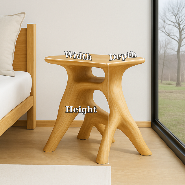 Handcrafted Solid Wood Nightstand – Sculpted Organic Bedside Table with Artistic Form