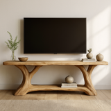 Handcrafted Solid Wood TV Stand – Natural Live Edge Design for Modern Organic Interiors