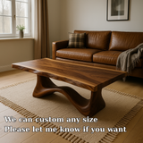 Handcrafted Solid Wood Coffee Table with Sculpted Flow Base – Modern Organic Design