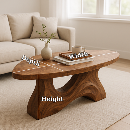Handcrafted Solid Wood Coffee Table – Sculptural Organic Design for Modern Living Interiors