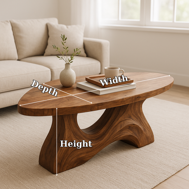 Handcrafted Solid Wood Coffee Table – Sculptural Organic Design for Modern Living Interiors