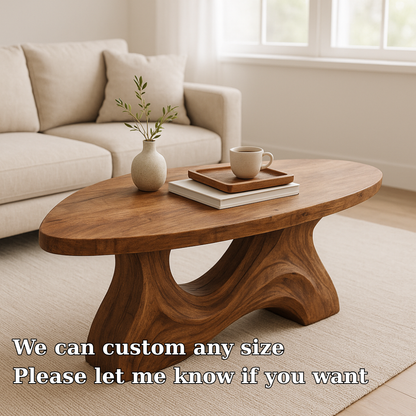 Handcrafted Solid Wood Coffee Table – Sculptural Organic Design for Modern Living Interiors