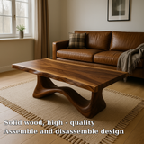 Handcrafted Solid Wood Coffee Table with Sculpted Flow Base – Modern Organic Design