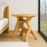 Handcrafted Solid Wood Nightstand – Sculpted Organic Bedside Table with Artistic Form