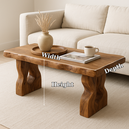 Handcrafted Solid Wood Coffee Table – Rustic Live Edge Design for Modern Natural Living Spaces