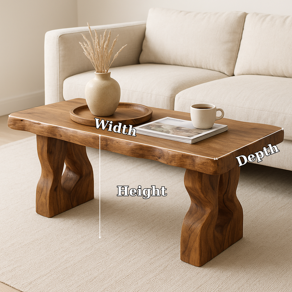 Handcrafted Solid Wood Coffee Table – Rustic Live Edge Design for Modern Natural Living Spaces