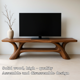 Handcrafted Solid Wood TV Stand – Sculptural Modern Design with Organic Smooth Form