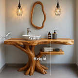 Handcrafted Solid Wood Bathroom Vanity with Tree-Inspired Base – Organic Natural Sink Stand