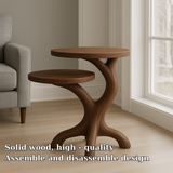 Handcrafted Solid Wood End Table – Two-Tier Organic Branch Design for Modern Interiors