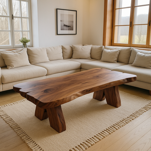 Handcrafted Solid Wood Coffee Table with Live Edge Design – Natural Modern Centerpiece