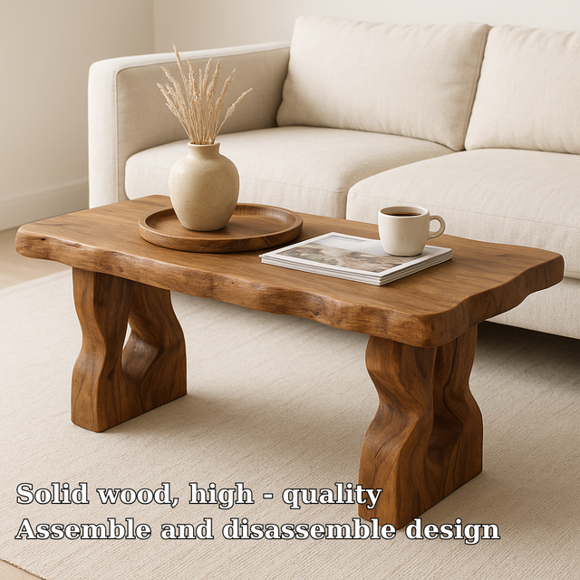Handcrafted Solid Wood Coffee Table – Rustic Live Edge Design for Modern Natural Living Spaces