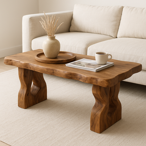 Handcrafted Solid Wood Coffee Table – Rustic Live Edge Design for Modern Natural Living Spaces