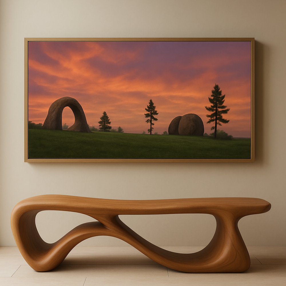 Handcrafted Solid Wood Bench – Modern Sculptural Flow Design for Contemporary Living Spaces