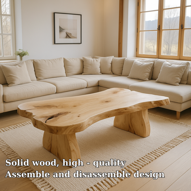 Handcrafted Solid Wood Coffee Table with Natural Live Edge – Minimalist Organic Design