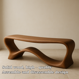 Handcrafted Solid Wood Bench – Sculptural Modern Wave Design with Organic Minimalist Form