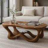 Handcrafted Solid Wood Coffee Table – Sculptural Organic Design with Flowing Modern Aesthetic