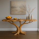 Handcrafted Solid Wood Console Table with Organic Tree-Inspired Base – Modern Natural Design