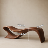 Handcrafted Solid Wood Bench – Artistic Sculptural Wave Design for Modern Luxury Interiors