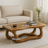 Handcrafted Solid Wood Coffee Table – Modern Organic Design with Smooth Sculptural Curves