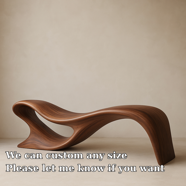 Handcrafted Solid Wood Bench – Artistic Sculptural Wave Design for Modern Luxury Interiors
