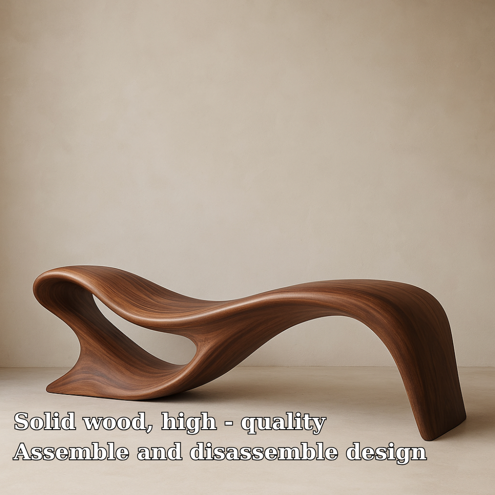 Handcrafted Solid Wood Bench – Artistic Sculptural Wave Design for Modern Luxury Interiors