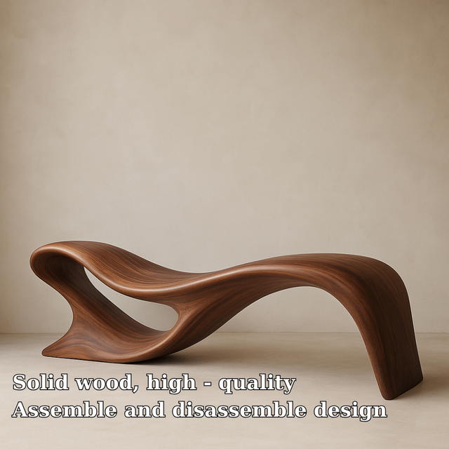 Handcrafted Solid Wood Bench – Artistic Sculptural Wave Design for Modern Luxury Interiors