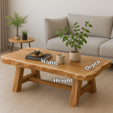 Handcrafted Solid Wood Coffee Table with Live Edge Design – Rustic Minimalist Centerpiece