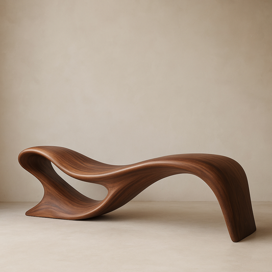 Handcrafted Solid Wood Bench – Artistic Sculptural Wave Design for Modern Luxury Interiors