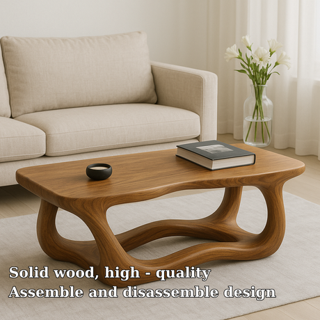 Handcrafted Solid Wood Coffee Table – Modern Organic Design with Smooth Sculptural Curves