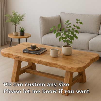 Handcrafted Solid Wood Coffee Table with Live Edge Design – Rustic Minimalist Centerpiece