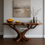 Handcrafted Solid Wood Console Table with Tree-Inspired Base – Modern Organic Art Furniture