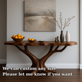 Handcrafted Solid Wood Console Table with Tree-Inspired Base – Modern Organic Art Furniture