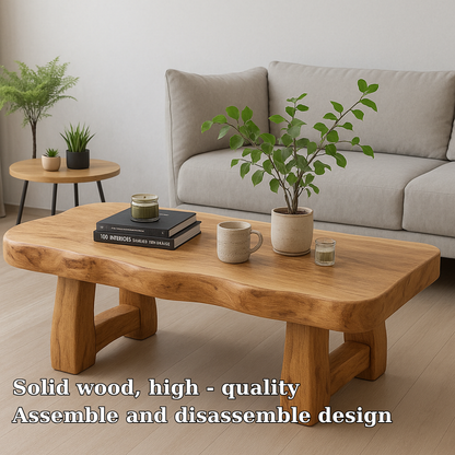 Handcrafted Solid Wood Coffee Table with Organic Live Edge – Natural Minimalist Design