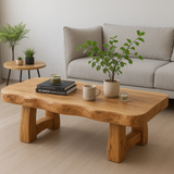 Handcrafted Solid Wood Coffee Table with Organic Live Edge – Natural Minimalist Design