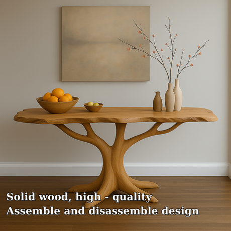 Handcrafted Solid Wood Console Table with Organic Tree Shape – Modern Natural Art Furniture