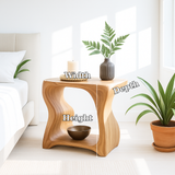 Handcrafted Solid Wood Nightstand – Sculpted Organic Bedside Table with Open Shelf